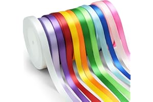 Homshsjhkis 12 Pcs Ruban Satin, 1 cm x 25 m Ruban Cadeau, 12 Couleurs Polyester Satin pour Nuds, Couture, DIY Artisanat, Bouquet, Decoration de Mariage, Voitures, Anniversaire, Gateau