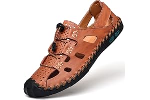 ZHNSHM Sandales Homme Cuir Randonnée Fermées Extérieur chaussures de plage de sport