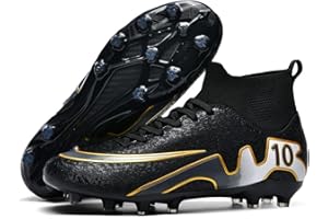 AMLCWZ Youth Football Shoes Boots Mens Outdoor Spikes High Top Football Shoes Kicking Training Sneakers Professional Match Football Boots Upper Seamless One Piece Football Shoes