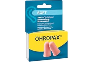 ‎OHROPAX OHROPAX Soft Ohrstöpsel – IN-Ohr-Stöpsel aus weichem Schaumstoff – besonders unauffällig und bequem – Schalldämmwert SNR 31 dB – ideal zum Entspannen, Schlafen und Arbeiten – 10 Stück