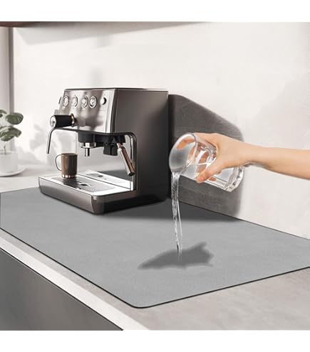 LIMNUO Koffiemat, koffiezetapparaat mat voor werkbladen, absorberende droogmat voor aanrecht, onder koffiezetapparaat, koffiezetapparaat, koffiezetapparaat (Grijs, 50x30cm