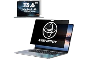 IPROKKO 360° Privacy Screen MacBook Air 13.6 inch (2022-2024, M2, M3), Matte Anti Glare Blue Light 13.6" Mac Scratch Resistant Laptop Screen Protector Filter