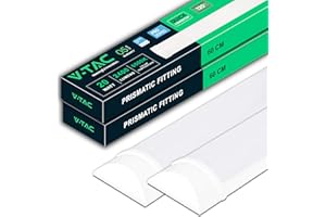 V-TAC 2x Pantalla LED Luminaria 60 CM - 20W - Chip Samsung - Lámpara Rectangular 2400 Lumen IP20 para Pared, Garaje, Tienda - Tubo LED - Plafón Regleta LED Lineal - Luz Blanco Frío 6500K