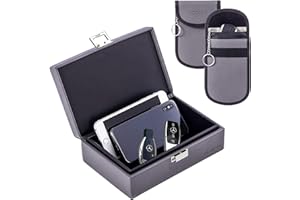 ZCOINS Bloqueador de señal de llave de coche y 2 bolsas de doble capa, extra grande, 21 x 13,5 x 7 cm, Faraday caja para llaves de coche, jaula antirrobo Faraday para seguridad de coche, color gris