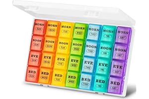 MOSSIME XL Pill Boxes 7 Day 4 Times a Day, Weekly Pill Box Organiser Large Daily Dossett Pill Box 7 Day 28 Compartments, 7day Medication Organiser Big Travel Tablet Organiser for Vitamin
