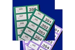 YLAB 2-Pack Extra Large Raffle Books, Cloakroom Tickets (1-400) – Jumbo 7x4cm Perforated Ticket Stubs – Easy Read, Numbered & Secure – Choose Your Colours (Green & Purple)