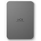 Unità disco portatile esterna LaCie Mobile Drive da 4 TB - Argento lunare, USB-C 3.2, per PC e Mac, riciclata post consumo, c