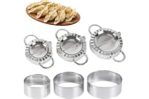 HULAGU 3PCS Ravioli Maker et 3PCS Ravioli Cutter en Acier Inoxydable 7.5/8.5/9.5cm, Boulette Maker Moule à Dumplings Presse à Pâte Tarte Outil