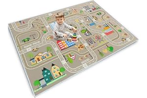 JCTQBHQF Tappeto da gioco per bambini, per bambini, per ragazzi e ragazze, tappeto da gioco, per costruzione, area educativa della città, per camera da letto e sala giochi (B, 100 x 160 cm)