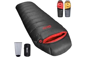 QEZER Saco de Dormir de Invierno -20 Grados, con plumón de 620 FP Premiumcálido Saco de Dormir de plumón para Clima frío Extremo, Camping, Senderismo y montañismo