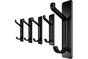 4smile Klebehaken extra stark, 5 Stück, Haken Selbstklebend aus Edelstahl, Kleiderhaken selbstklebend, Handtuchhalter ohne Bohren schwarz matt, Garderobenhaken für Türen, Schränke & Badezimmer