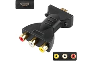 BUZUYIWAR HDMI to RCA Converter, 1080P HDMI to AV Adapter Component Video Audio Gold Plated Interface High Definition Plug and Play for TV Stick Chromecast Apple TV Laptop PC Xbox HDTV DVD PS2 PS3 Camera