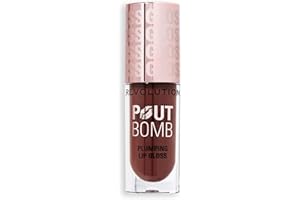 REVOLUTION BEAUTY LONDON Revolution Beauty, Pout Bomb Plumping Lip Gloss, High-Shine for Glossy, Fuller & Plump Lips with Hyaluronic Acid & Peptides, Vegan & Cruelty-Free, Espresso Cool Nude & Brown