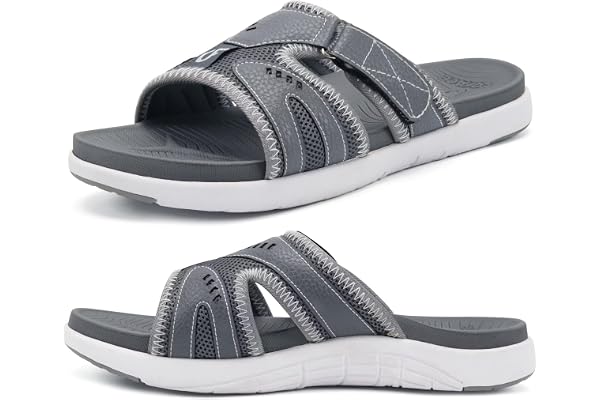 COFACE Sport-återhämtningssandaler för män, plantar fasciit, mjuk vaddering, lätt hålfotsstöd, ortopediska flip-flops för män, storlek 40–48