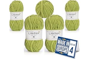 LAWINIA -Velvet Premium Soft Chenille Yarn Chunky, Velvet Yarn Crochet, Does NOT SHED, Plush Blanket Wool for Crochet, Thick Chunky Wool for Knitting, Pack of 4