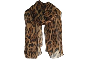 LEMLIN Foulard Léopard Femme Écharpe en Soie Mousseline,Grande Écharpe Rectangulaire 90 x 180 cm,Soie Végétale Léger et Douce,Motif Léopard Intemporel,Polyvalente Châle,Accessoire Élégant