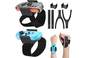 MENEEA 6-en-1[𝐒𝐰𝐢𝐭𝐜𝐡 𝟐/𝟏] Bracelet pour Switch Just Dance 2026 2025 2024 2023, Dragonne pour Switch Sports Jeux pour Nintendo Switch 2/Switch/OLED Joy-Pad Contrôleur , Ajustable en Fonction de L'étui