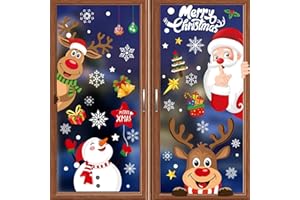 ENWOKRAN Adesivi Natalizi Finestre,256 PZ Addobbi Natalizi Vetrofanie Natale decorazioni natalizie a doppio lato, adesivi statici riutilizzabili per finestre di Natale Rimovibile in PVC (20 * 30CM*8Sheets)