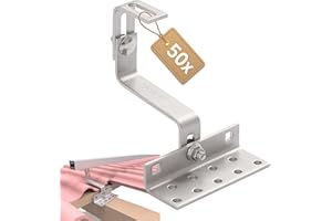 NuaSol - NuaFix 50 ganci da tetto A2 per pannelli solari fotovoltaici - 3 posizioni regolabili | acciaio inossidabile 1.4016 | angolo a Z, argento