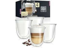Moritz & Moritz Barista Napoli 4x Vasos de Cappuccino de doble pared de 250 ml - Vasos de doble pared para café, té o postre - Aptos para el lavavajillas
