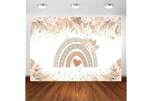 Avezano Telón de Fondo Bohemio de Arco Iris para Baby Shower, Pampa, Hierba Bohemia arcoíris, decoración de Fiesta de Baby Shower, Suministros de fotografía decoración de Fiesta de Fondo (7 x 5 pies)