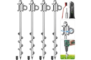 Lifeswell Confezione da 4 picchetti per tenda, ancoraggi resistenti da 30,5 cm, saldatura completa, facili da avvitare e riutilizzabili, per tende da campeggio, trampolini, capannoni, altalene,