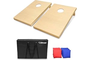 GoSports Juego de Cornhole de Madera Maciza, Elige tableros de Juego de 4 x 2 pies o 3 x 2 pies, Incluye 8 Bolsas de Lanzamiento de Cornhole