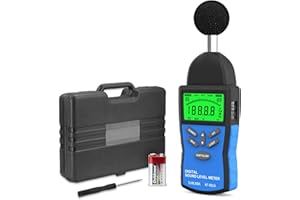 SURLABA Digital Decibel Meter, Handheld Sound Level Meter 30-130 dB (A/C), High Accuracy ±1.5dB Audio Noise Volume Tester with Fast/Slow Time Weighting, Decibel Monitor for Sound Quality Control