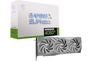 MSI GeForce RTX 4060 Ti Gaming X Slim White 16G Carte Graphique - 16 Go GDDR6 (18 GB/s, 128-bit), PCIe 4.0 - TRI FROZR 3 (3 x Ventilateurs TORX 5.0), RGB - HDMI 2.1, DisplayPort 1.4a