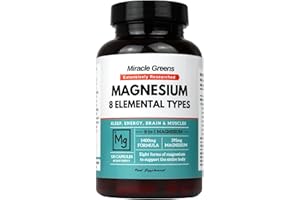 MACRO GREENS 8 in 1 Magnesium Complex – Bisglycinate, Malate, Taurate, Gluconate, Lactate, Carbonate, Aspartate, and Oxide – 1400mg Formula Providing 395mg of Elemental Magnesium – 120 Capsules - Made in The UK