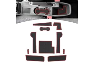 GIUD R enault Clio V 2020 2021 2022 (Cambio Manuale) Tappetini Antiscivolo per Consolle Centrale, Tappetino in Gomma per Auto, Tappetino per Portabicchieri, Cuciture Porta, Bracciolo (Rosso)