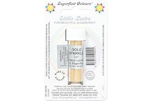 SUGARFLAIR COLOURS Sugarflair Gold Sparkle Edible Lustre Dust, Add a Lustrous Shine to Cakes or Decorations. Brush On or Add Rejuvenator to Create Eye-Catching Edible Paint, Gives Shine to Your Bakes - 2g