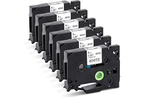 FIMAX TECH 6X Fimax Ruban Cassette compatible pour Brother TZe-221 TZe221 9mm Ptouch 1000 Ruban, pour Étiqueteuse Brother Ptouch PT-H105 H107B H100LB E100 H110 D210, Noir sur Blanc