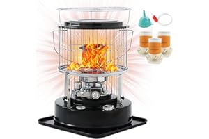 SUAIIOLK Petroleumofen für Innenräume Ohne Strom, Petroleumheizer Petroleum Heizung Heizer mit Umfallschutz und Löschautomatik Heizstrahler mit 3 Docht für Innenräume Camping Kochen Zelt Heizung, 6L, black