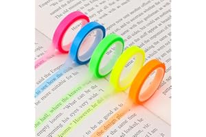 MOZEAT LENS 5 Rolls Highlighter Tapes 0.24inch X 16.4ft Writable Removable Highlighters Transparent Marking Sticker Colored Tabs for Students Teachers Reading Taking Notes at Class Home Office