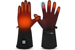 WUEAOA Gant Chauffant | Gants Chauffants Femme Homme | Unisexe 3 Niveaux de Chauffe & Écran Tactile | Fins pour Une Dextérité Maximale | Se Portent Seuls ou en sous Gants Chauffants