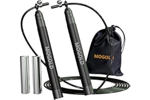 Mogold Speed Springseil-Set inkl. 2 Stahl-Ersatzkabeln | ideal für Crossfit, Fitness, Boxen und einfaches Double Under | Springseile für Fitness Damen und Herren Premium Bearing Balls |