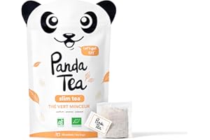 Panda tea - Slim tea - Thé vert bio detox & perte de poids - 28 Sachets Mousselines - Thé vert, Maté, Poudre de guarana - Cure thé minceur brule graisse 28 Jours
