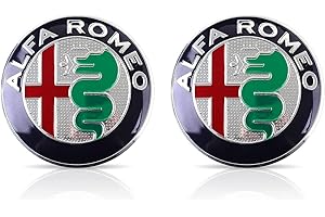 KHDWOB 2 Piezas Coche Insignia del Logotipo para Alfa Romeo 147 156 159 166 Giulietta Mito Stelvio Giulia, Coche Calcomanía Emblema Insignia Pegatinas, Letras de Insignia Decoración Carrocerías Accesorios