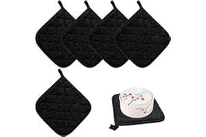 Scettar 5 Pezzi Presine Da Cucina,Gancio Resistente Al Calore Presine Cucina 20 * 20CM,Lavabile In Lavatrice,Adatto Per Fornelli E Forno,Nero.