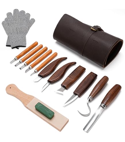 Kit Intaglio Legno 10 In 1 - 6 Coltelli, Guanti Antitaglio, Blocchi Di Tiglio Per Principianti