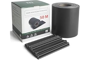 M MERCEO Stabmattenzaun Sichtschutz-Streifen, PVC Folie in Anthrazit, 19cm hoch, 50m lang, inkl. 40 Befestigungs-Clips. Zubehör zum Verkleiden von Doppelstabmattenzäunen und Einzelstabmattenzäunen