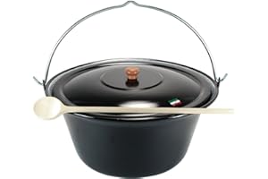 Grillplanet ungarischer Gulaschkessel 22 Liter mit Deckel emailliert, Gulaschtopf Set
