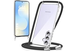 caslord Handyband kompatibel mit Samsung Galaxy S25 FE, Necklace Hülle mit Bands Handyhülle für zum Umhängen, Transparent Case mit Handykordel,Stoßfeste Schutzhülle zum Umhängen Kordel, Schwarz