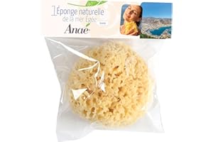 Anaé - Éponge naturelle de la mer Égée en nid d'abeille - solide et durable - 100% naturelle et biologique - Hypoallergénique - pour bébés et adultes - Très Grande Taille 14 à 16 CM