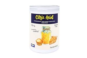 Nortembio Organic Anhydrous Citric Acid 1.02 Kg. Food Grade, 100% Pure. Acidulant and Preservative for Cooking and Confectionery. Special for Lemonade and Jams. Recipes E-Book Included.