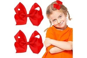Molain Fermagli per capelli a nastro 2 pezzi da 15 cm colore rosso per coda di cavallo da cheerleader per Halloween Natale Cosplay feste accessori per lo styling per bambini ragazze donne