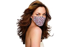 WEDDECOR 2 Stück Waschbare Stoff-Gesichtsmaske, wiederverwendbar und verstellbar, 3-lagige Gesichtsmaske aus Baumwolle, wiederverwendbar, maschinenwaschbar, Leopardenmuster