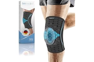 bonmedico Orthopädische Meniskus Kniebandage für Damen u. Herren - Bandage für Knie Links/Rechts - Kraftsport, Fitness, Sport, Arthrose, Alltag - Wellness Geschenke für Männer und Frauen (Grau, XL)