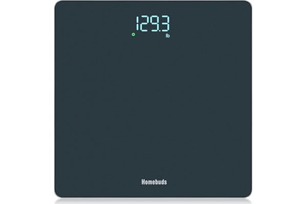 Homebuds Balance Pese Personne, Précision de 0,05kg Par Notre Professionnelle Fabricant Depuis 2001, Pèse Personne Fiable Affichage LED et Step-On, 3*AAA Incluses, 182kg, Bleu
